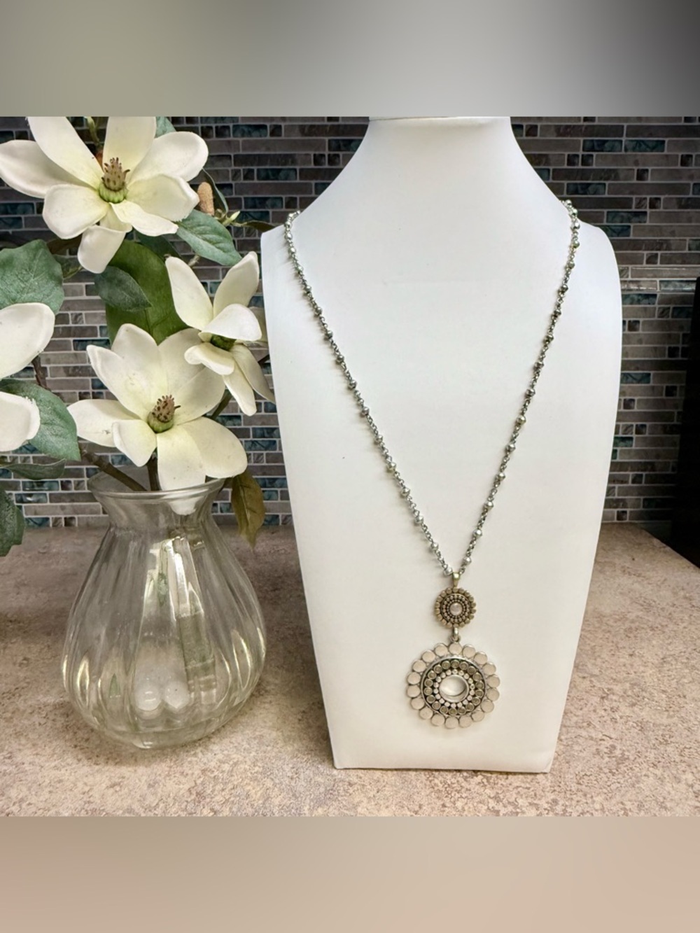 Lucky Brand mixed metal tribal pendant necklace - Picture 1 of 5